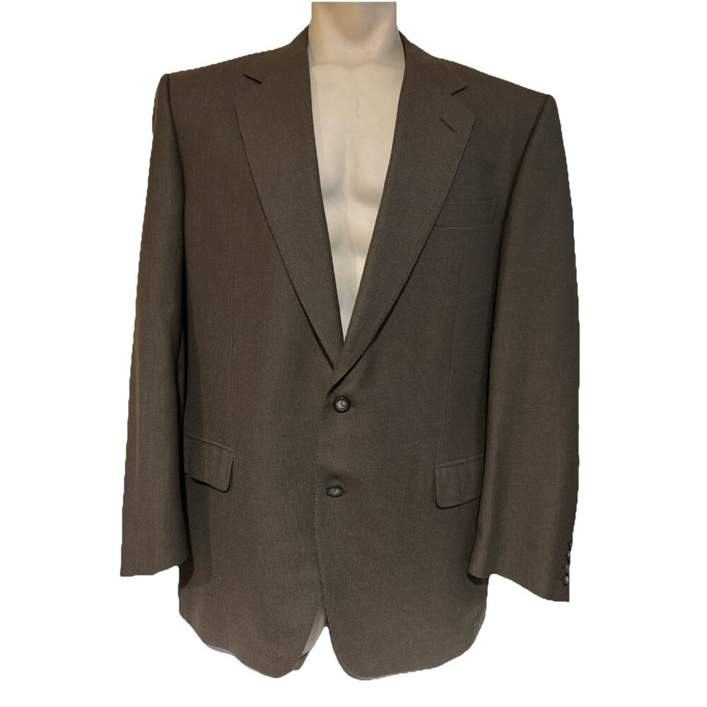 Canali Mens 46 L Olive Brown Wool Sport Coat Speckled Blazer Made in Italy